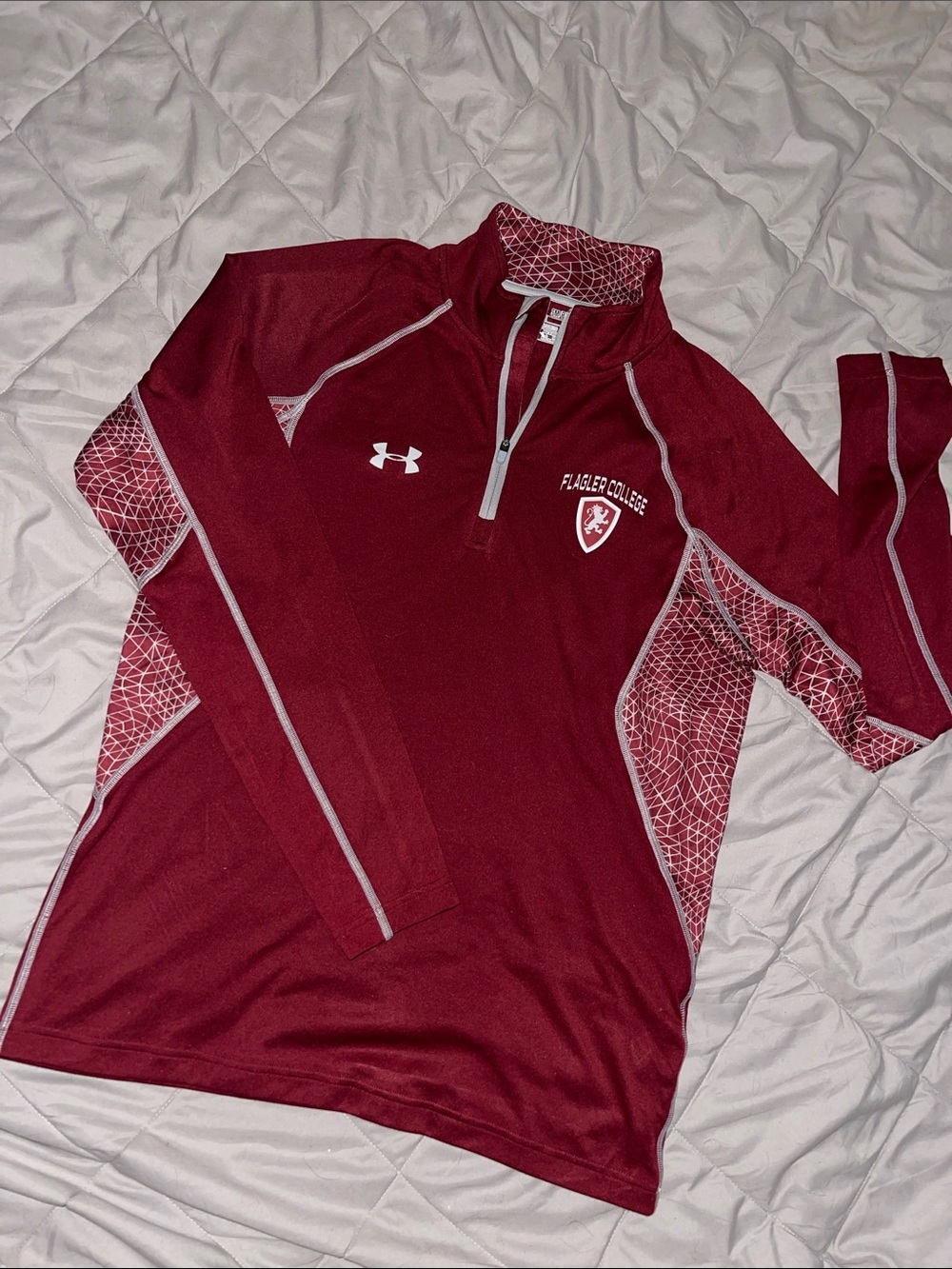 Under Armour Flagler College Maroon Quarter‑Zip • HeatGear • Size S